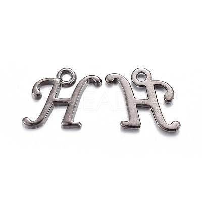 Gunmetal Plated Alloy Letter Pendants PALLOY-P097-03-H-1