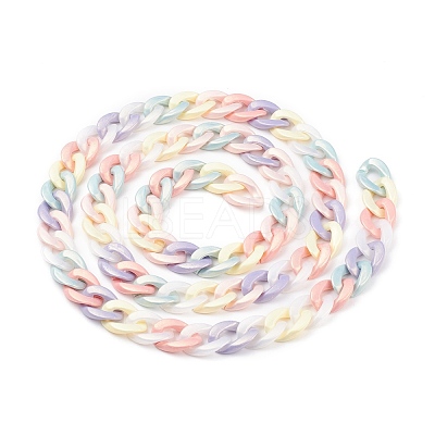 Spray Painted Acrylic Curb Chains AJEW-JB01086-1