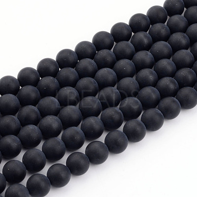 Dyed & Heated Natural Black Agate Bead Strands X-G-H056-10mm-1