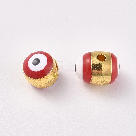 Alloy Enamel European Beads X-ENAM-WH0047-14L-1