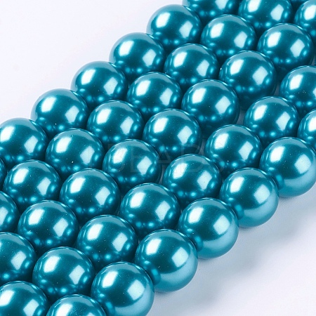 Eco-Friendly Dyed Glass Pearl Round Beads Strands HY-A002-14mm-RB073N-1