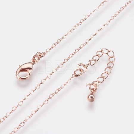 Long-Lasting Plated Brass Heart Link Chains Necklaces X-NJEW-K112-02RG-NF-1