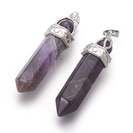 Natural Amethyst Pointed Pendants G-I214-H03-1