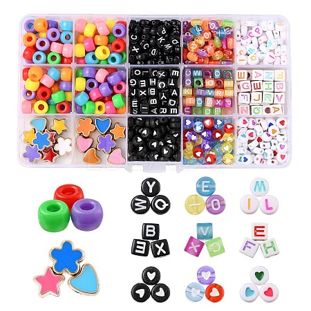 588Pcs 13 Styles Geometric & Star & Heart & Flower Acrylic Beads DIY-FS0002-04-1