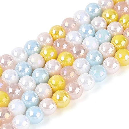 Electroplate Glass Beads Strands EGLA-N019-6mm-02-1