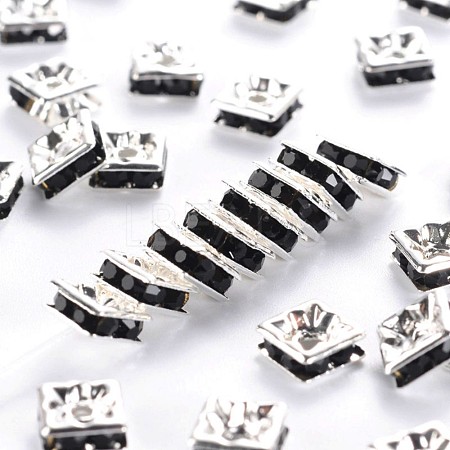 Brass Rhinestone Spacer Beads X-RSB072-04S-1