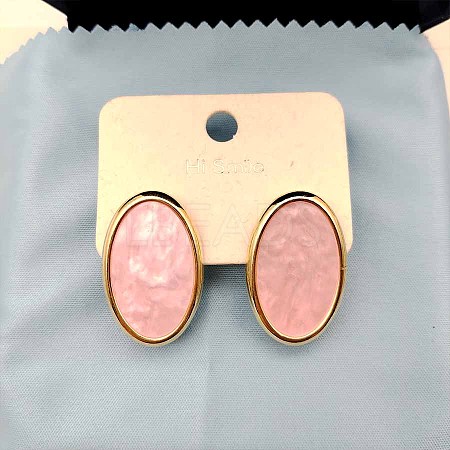 Oval Pink Shell Stud Earrings for Women ZF2486-1-1