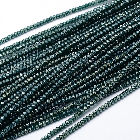 Faceted Rondelle Full Rainbow Plated Electroplate Glass Beads Strands EGLA-M004-2mm-A03-1