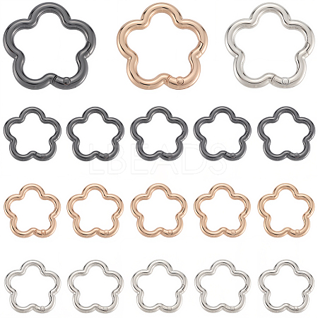 18Pcs 3 Colors Alloy Spring Gate Rings FIND-SC0019-03B-1