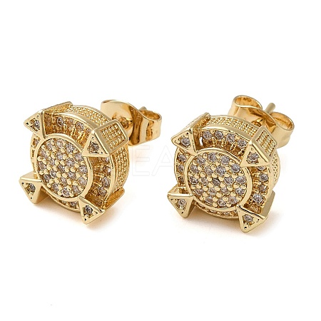 Brass Micro Pave Cubic Zirconia Stud Earrings EJEW-H103-15G-1