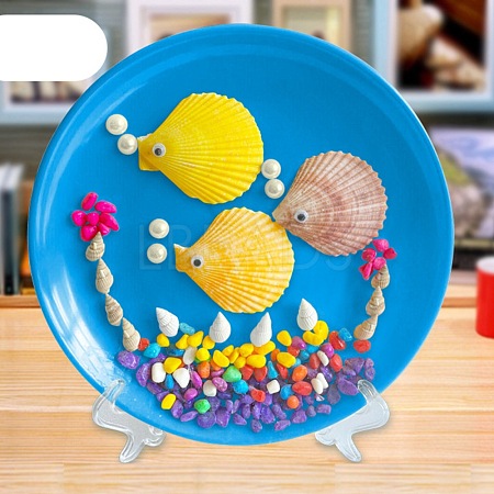 DIY Ocean Themed Pattern Shell Conch Disk Paste Painting For Kids DIY-P035-07-1
