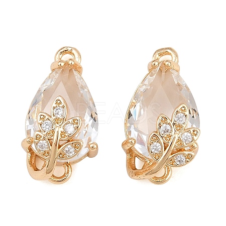 Brass Micro Pave Clear Cubic Zirconia Connector Charms CU-CBA7392-13G-01-1