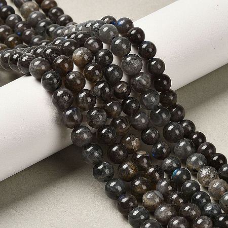 Natural Black Labradorite Beads Strands G-C205-A01-6mm-1