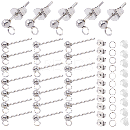 SOFPLATE 150Pcs 202 Stainless Steel Ball Stud Earring Findings STAS-SP0001-52A-P-1