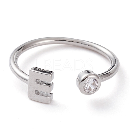 Brass Micro Pave Clear Cubic Zirconia Cuff Rings RJEW-Z005-E-P-1