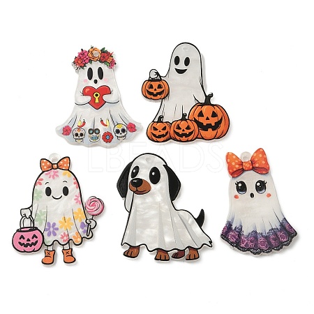 Halloween Opaque Printed Acrylic Pendants OACR-Z032-01-1