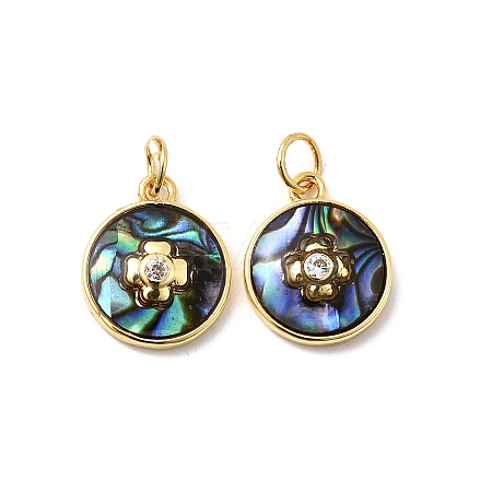 Brass Micro Pave Cubic Zirconia Charms KK-K384-12G-1