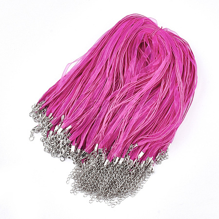 Waxed Cord and Organza Ribbon Necklace Making NCOR-T002-146-1