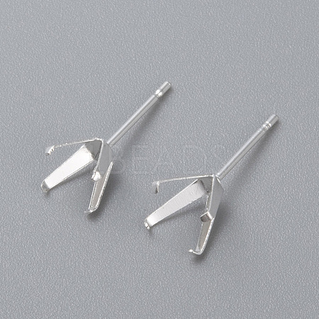304 Stainless Steel Prong Earring Settings LS-STAS-O098-06S-05-1