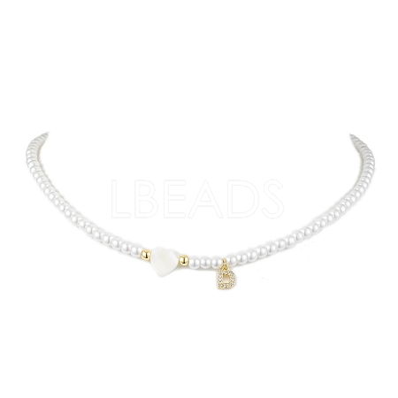 Brass Micro Pave Grade AAA Cubic Zirconia Letter Pendant Necklaces NJEW-JN04771-04-1