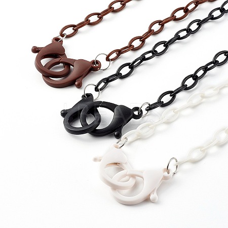 3Pcs 3 Colors Personalized ABS Plastic Cable Chain Necklaces NJEW-JN03484-01-1