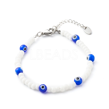 Round Glass Beaded Bracelet BJEW-JB06484-1