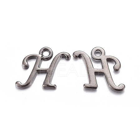 Gunmetal Plated Alloy Letter Pendants PALLOY-P097-03-H-1