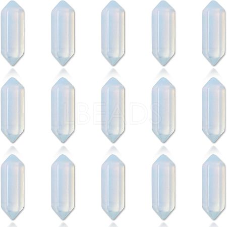 CHGCRAFT Faceted Bullet Opalite Double Terminated Pointed Beads G-CA0001-57-1