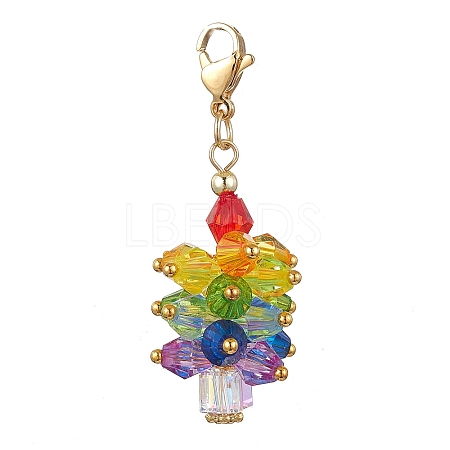 Christmas Tree Glass Beads Pendant Decorations HJEW-JM02552-1