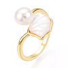 Natural Pearl Open Cuff  Ring with Msilver-Lipped Pearl Oyster PEAR-N022-C11-1