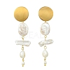 Natural Nucleated Baroque Keshi Pearl Stud Earrings EJEW-JE07152-3