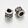 Tibetan Style Alloy Hollow Column with Flower Large Hole European Beads PALLOY-E381-03AS-NR-2