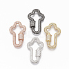 Brass Micro Pave Clear Cubic Zirconia Screw Carabiner Lock Charms ZIRC-T010-09-1