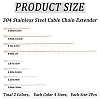 16Pcs 8 Style 304 Stainless Steel Cable Chain Extender STAS-CN0001-61-2