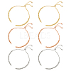  6Pcs 3 Colors Half Finished Brass Cubic Zirconia Slider Bracelets ZIRC-NB0002-02-1