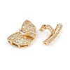 Brass Micro Pave Clear Cubic Zirconia Fold Over Clasps KK-C075-38G-2