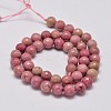 Faceted Natural Rhodonite Round Bead Strands X-G-M289-02-8mm-2