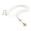 Brass Micro Pave Clear Cubic Zirconia Lariat Necklaces NJEW-JN03010-01-2