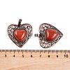 Natural Red Jasper Peach Love Heart Pendants G-G158-01-02-3