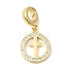 Brass Pave Clear Cubic Zirconia European Dangle Charms KK-A296-12B-G-1
