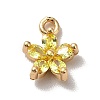 Brass Cubic Zirconia Flower Charms KK-O141-01G-04-1