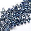 Faceted Teardrop Full Rainbow Plated Electroplate Glass Beads Strands EGLA-J131-FR10-1