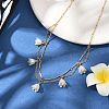 Shell Pearl & Acrylic Flower Bib Pendant Necklaces NJEW-TA00169-2