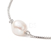 Oval Natural Pearl Beaded Slider Bracelet BJEW-JB09315-01-4