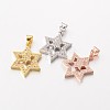 Star of David Brass Micro Pave Cubic Zirconia Pendants ZIRC-I014-31-FF-1