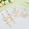 Alloy Moth with Natural Quartz Crystal Beaded Long Dangle Earrings JE985A-3
