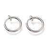 Tarnish Resistant 304 Stainless Steel Retractable Clip-on Hoop Earrings X-STAS-O135-01E-1