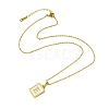 Ion Plating(IP) Rectangle with Initial Letter 304 Stainless Steel Pendant Necklace NJEW-R265-04G-E-3