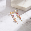 Natural Lepidolite & Natural Freshwater Pearl & 925 Sterling Silver Leaf Dangle Stud Earrings for Women EJEW-G412-02G-4