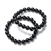 Natural Obsidian Stretch Beaded Bracelets G-A185-01A-2